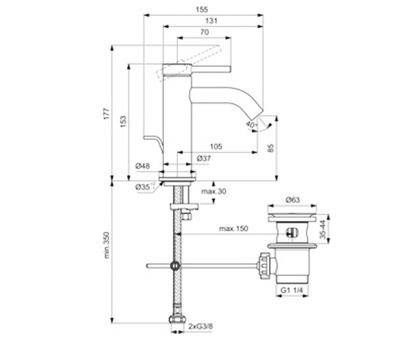 смеситель для раковины IDEAL STANDARD CERALINE NUOVO